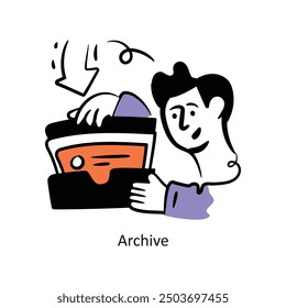 Archive filled outline Style Design Vector Stock illustration. 