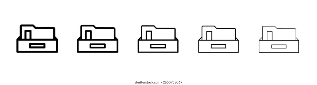 ícone da pasta de arquivo morto vetor delineamento fino estilo sinal