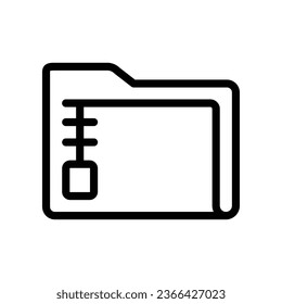 Icono de carpeta de archivo. Tipo y extensión de archivo Zip. Documentos comprimidos en el estilo de línea de directorio de archivo para aplicaciones móviles y la ilustración de vector del logotipo del sitio web. Diseño en fondo blanco. EPS 10