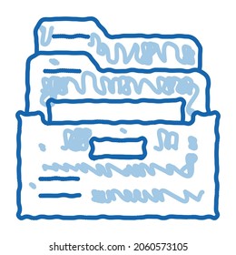 archive folders of administrator sketch icon vector. Hand drawn blue doodle line art archive folders of administrator sign. isolated symbol illustration