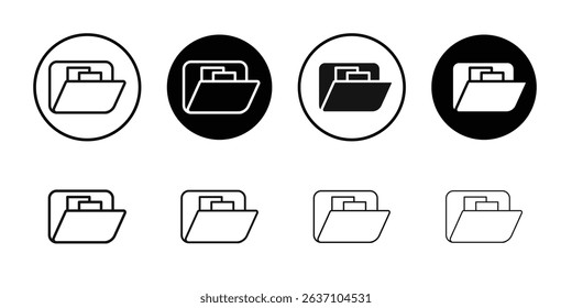 Archive folders icon Black line art vector logo set