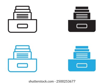 Archive folders icon black and white vector outline sign