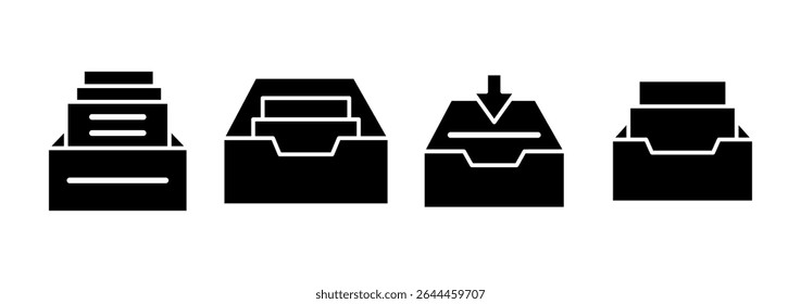 Projeto do logotipo do ícone de pastas de arquivo morto. Ícone de vetor de documento. Ícone de armazenamento de arquivo morto.