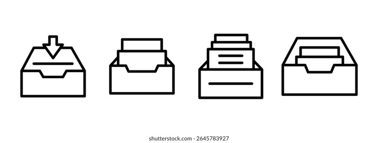 Projeto do logotipo do ícone de pastas de arquivo morto. Ícone de vetor de documento. Ícone de armazenamento de arquivo morto.