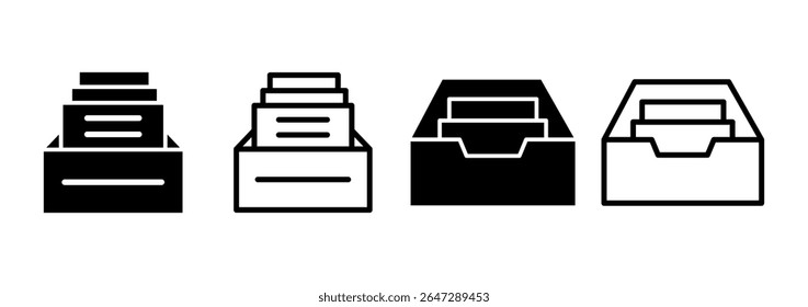 Projeto do logotipo do ícone de pastas de arquivo morto. Ícone de vetor de documento. Ícone de armazenamento de arquivo morto.