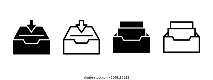 Projeto do logotipo do ícone de pastas de arquivo morto. Ícone de vetor de documento. Ícone de armazenamento de arquivo morto.