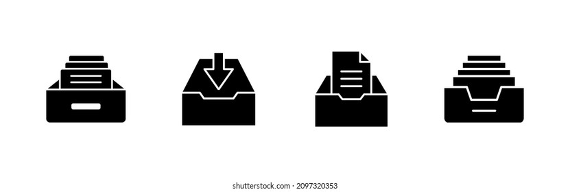 Juego de iconos de carpetas de archivo. Icono del vector del documento. Icono de almacenamiento de archivo.