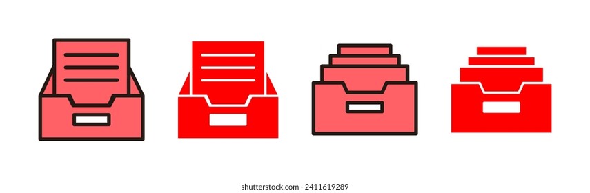 Archive folders icon set illustration. Document vector icon. Archive storage icon.