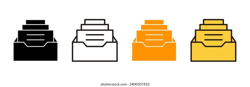 Archivo de carpetas conjunto de iconos vector. Icono del vector del documento. Icono de almacenamiento de archivo.