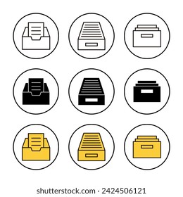Archive folders icon set vector. Document vector icon. Archive storage icon.