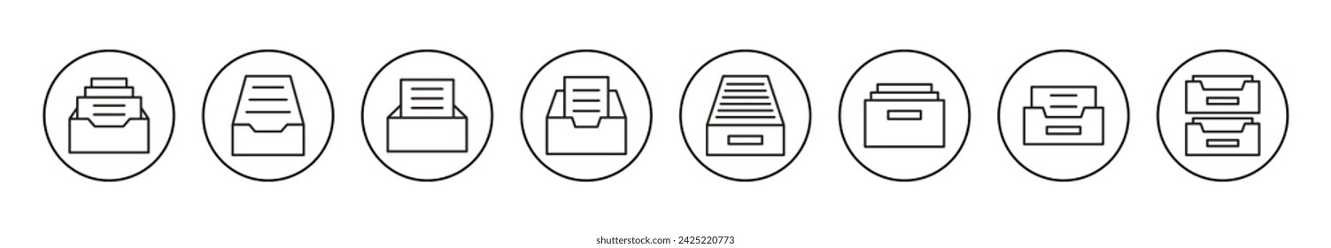 Archive folders icon set vector. Document vector icon. Archive storage icon.