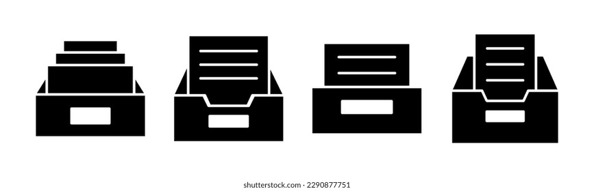 Ilustración vectorial de iconos de carpetas de archivo. Icono del vector del documento. Icono de almacenamiento de archivo.