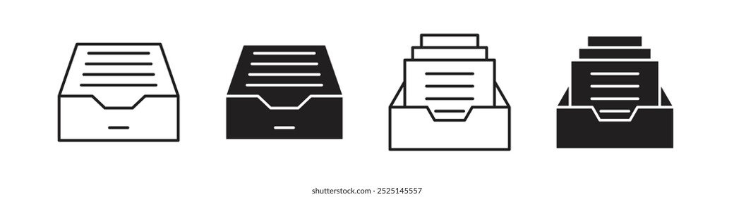 Archive folders vector filled and outlined icons collection
