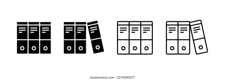 Archive folders vector icons set. Linear documents symbol. Office folder sign