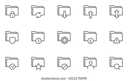 Archive and Folders Vector Line Icons Set. Contains Repository, Sync, Storage of Documents and more. Editable Stroke. 48x48 Pixel Perfect.