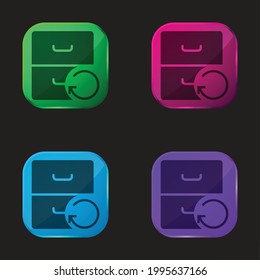 Archive four color glass button icon