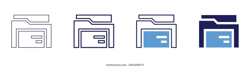 Archive format​ icon in 4 different styles. Thin Line, Line, Bold Line, Duotone. Duotone style. Editable stroke.