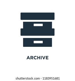 Archive icon. Black filled vector illustration. Archive symbol on white background. Can be used in web and mobile.