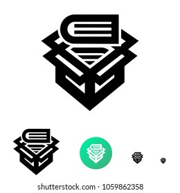 Archive icon for business, e-commerce. Vector line icon with image box of books of different sizes 192px, 108px, 48px, 24px for web design and design of mobile applications.