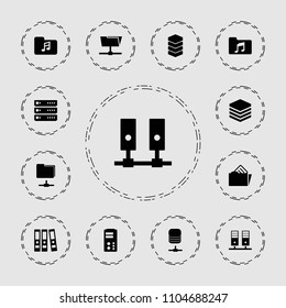 Archive icon. collection of 13 archive filled icons such as music folder, server, folder, document in folder. editable archive icons for web and mobile.