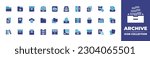 Archive icon collection. Duotone color. Vector illustration. Containing files and folder, folder, box, archive, archives, documents, library, cloud, coding, binder, dressing room, paper, papers. 