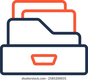Archive Icon Color Line Vector Illustration
