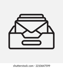 Icono de archivo en estilo de línea sobre el correo electrónico, uso para presentación de aplicaciones móviles del sitio web