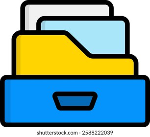 Archive Icon Lineal Color Vector Illustration