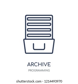 Archive icon. Archive linear symbol design from Programming collection. Simple outline element vector illustration on white background.
