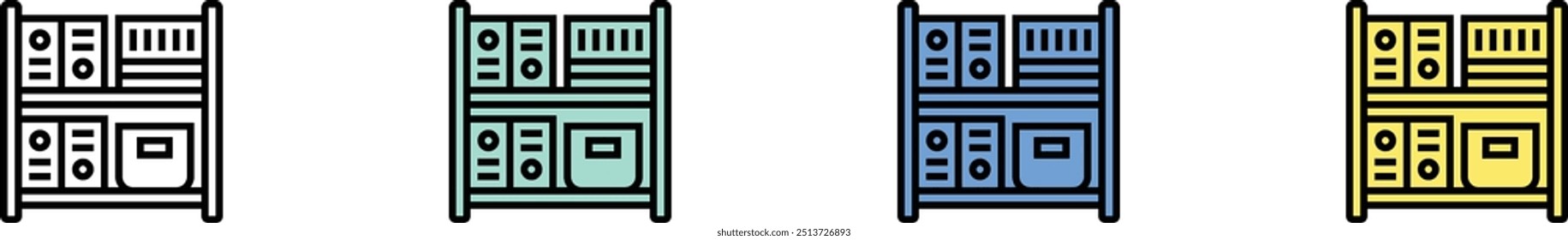 archive icon. Outline, Green, Blue and Yellow Style Design Isolated On White Background