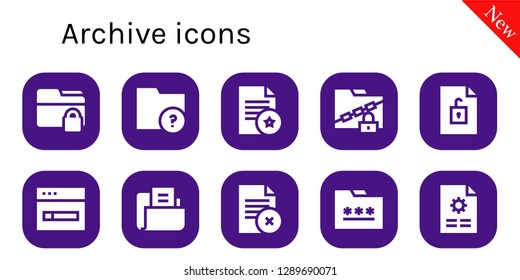  archive icon set. 10 filled archive icons. Simple modern icons about  - Folder, Document, File, Download