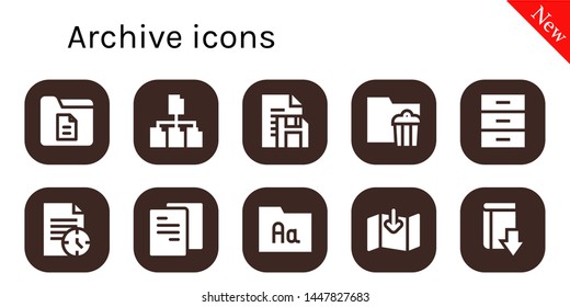 archive icon set. 10 filled archive icons.  Simple modern icons about  - Document, File, Folder, Cabinet, Download