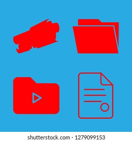 archive icon set about paper files, folder and document vector set