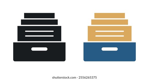 Archive icon set in black and colored versions.