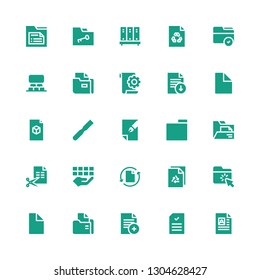 archive icon set. Collection of 25 filled archive icons included File, Document, Folder, Projection