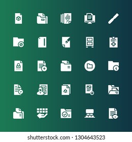 archive icon set. Collection of 25 filled archive icons included File, Projection, Folder, Document, Files, Cabinet