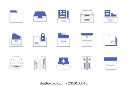 Archive icon set. Duotone style line stroke and bold. Vector illustration. Containing archive, inbox, documents.