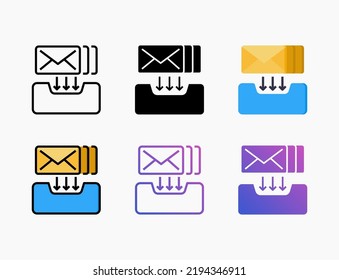 Archive icon set with line, outline, flat, filled, glyph, color, gradient. Editable stroke and pixel perfect. Can be used for digital product, presentation, print design and more.