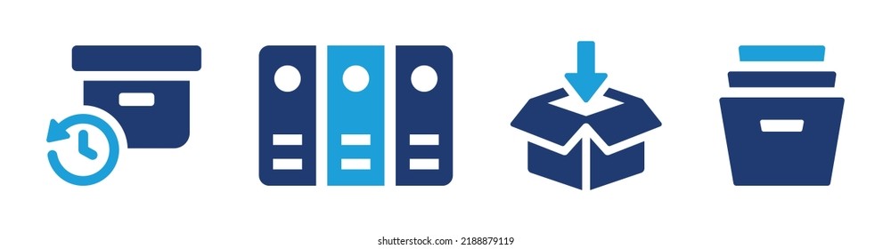 Archive icon set. Storage of documents symbol isolated on white background.