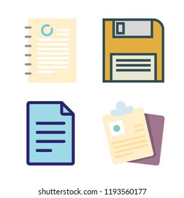 archive icon set. vector set about diskette, documents, document and file icons set.