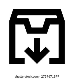 Archive icon in sharp bold line style for saving, storing, or hiding content. Perfect for apps, websites, dashboards, and tools handling documents, messages, or media organization.
