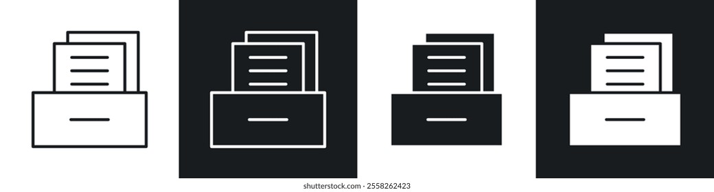 Archive icon vector collection in black and white.