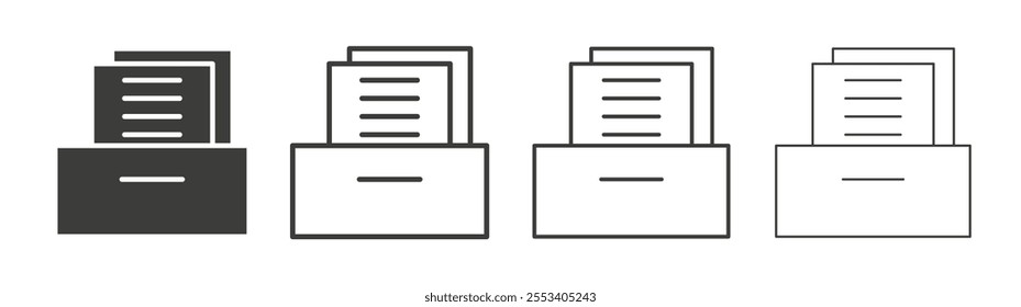 Archive icons collection. vector set in black color