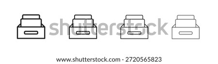 Archive icons designed in outline, line and stroke style