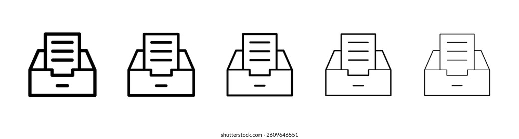 Archive icons vectors set in different stroke lines