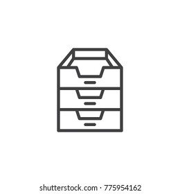 Archivzeilensymbol, Umrissvektorzeichen, lineares Piktogramm einzeln auf Weiß. Symbol, Logo-Abbildung. Bearbeitbarer Strich