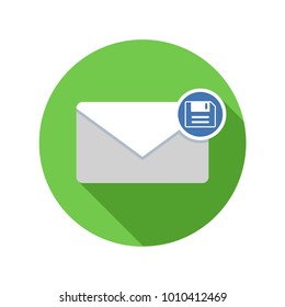 Archive mail icon. Email icon with long shadow. Vector Flat Illustration
