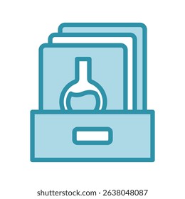 Archive mini illustration dual tone color icon, use for research and development, education, industry, UI, UX kit, app and web development, digital or print.