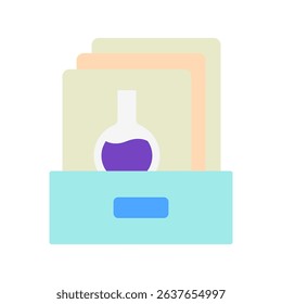 Archive mini illustration flat color icon, use for research and development, education, industry, UI, UX kit, app and web development, digital or print.