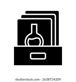 Archive mini illustration glyph icon, use for research and development, education, industry, UI, UX kit, app and web development, digital or print.